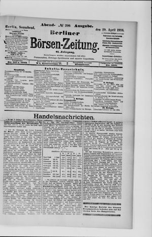 Berliner Börsen-Zeitung on Apr 29, 1916