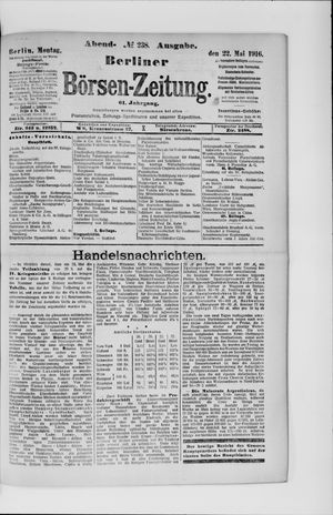 Berliner Börsen-Zeitung vom 22.05.1916