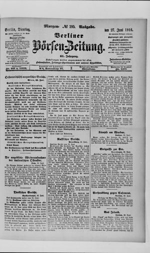 Berliner Börsen-Zeitung vom 27.06.1916