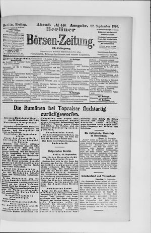 Berliner Börsen-Zeitung vom 22.09.1916