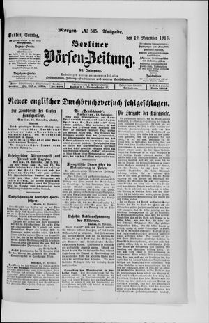 Berliner Börsen-Zeitung vom 19.11.1916