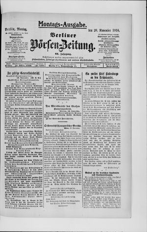 Berliner Börsen-Zeitung on Nov 20, 1916