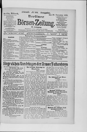 Berliner Börsen-Zeitung vom 29.11.1916