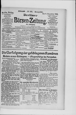 Berliner Börsen-Zeitung vom 08.12.1916