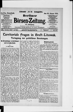 Berliner Börsen-Zeitung vom 19.01.1918
