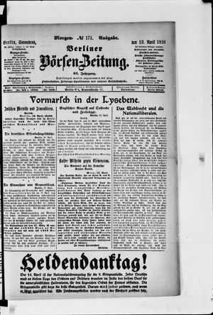 Berliner Börsen-Zeitung vom 13.04.1918