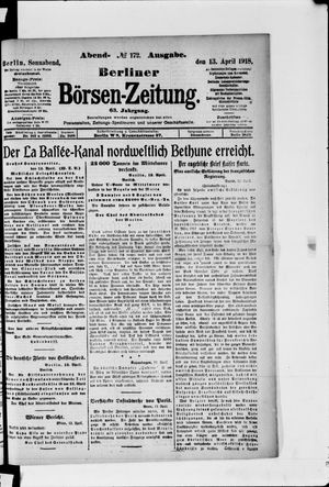 Berliner Börsen-Zeitung vom 13.04.1918