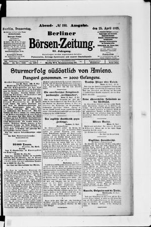 Berliner Börsen-Zeitung vom 25.04.1918