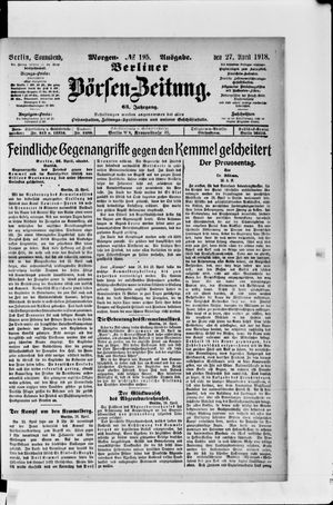 Berliner Börsen-Zeitung vom 27.04.1918