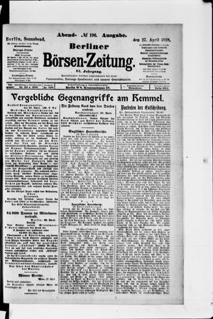 Berliner Börsen-Zeitung vom 27.04.1918