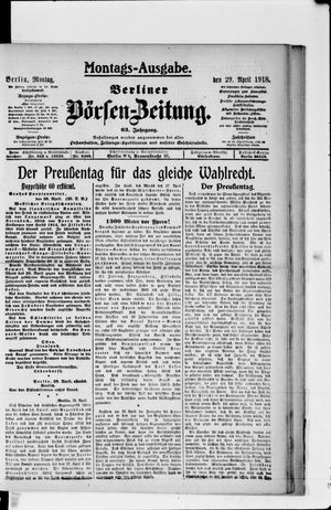 Berliner Börsen-Zeitung on Apr 29, 1918