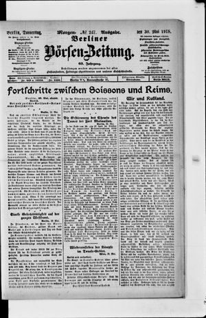 Berliner Börsen-Zeitung vom 30.05.1918