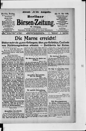 Berliner Börsen-Zeitung vom 31.05.1918