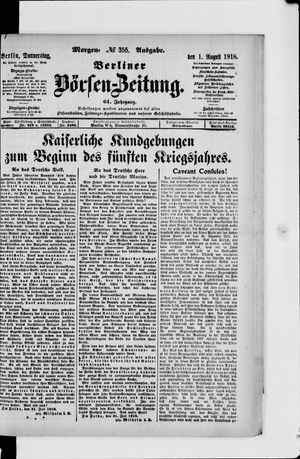 Berliner Börsen-Zeitung vom 01.08.1918