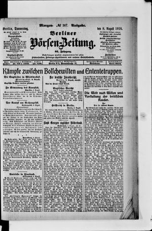Berliner Börsen-Zeitung vom 08.08.1918