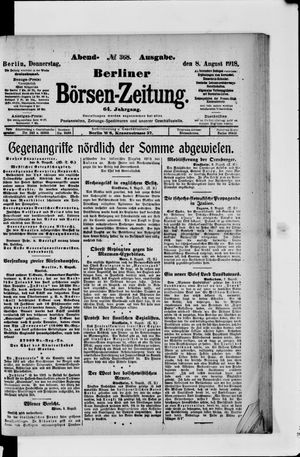 Berliner Börsen-Zeitung vom 08.08.1918