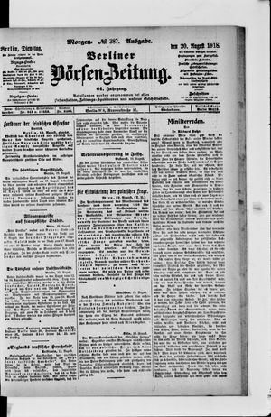 Berliner Börsen-Zeitung vom 20.08.1918