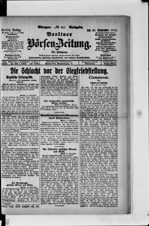 Berliner Börsen-Zeitung vom 20.09.1918