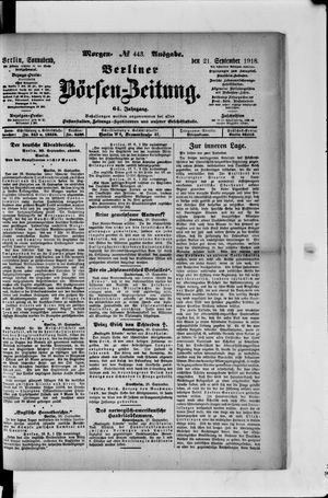 Berliner Börsen-Zeitung vom 21.09.1918