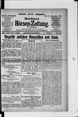 Berliner Börsen-Zeitung on Sep 21, 1918