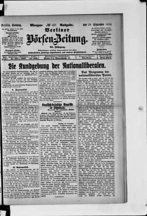 Berliner Börsen-Zeitung vom 29.09.1918
