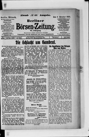 Berliner Börsen-Zeitung vom 02.10.1918