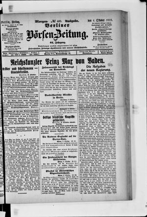 Berliner Börsen-Zeitung vom 04.10.1918