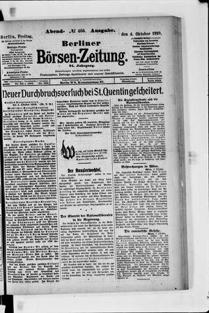 Berliner Börsen-Zeitung vom 04.10.1918