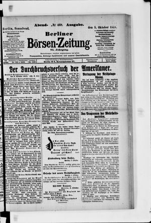 Berliner Börsen-Zeitung vom 05.10.1918