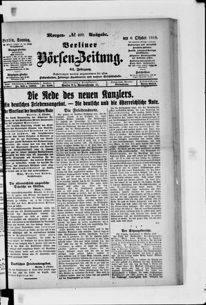Berliner Börsen-Zeitung vom 06.10.1918