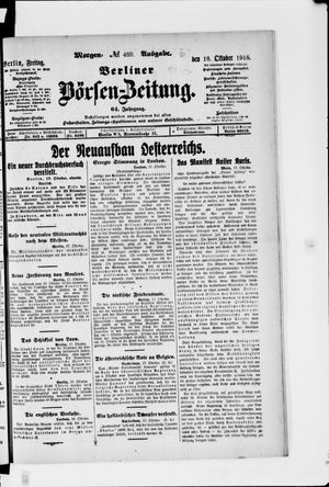 Berliner Börsen-Zeitung vom 18.10.1918