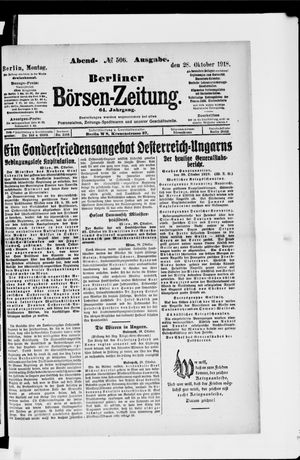 Berliner Börsen-Zeitung vom 28.10.1918