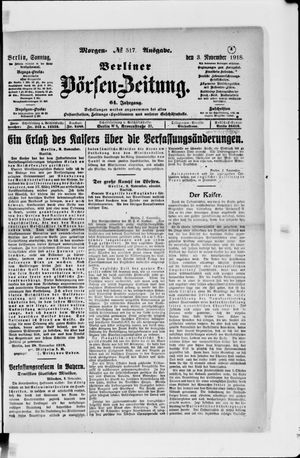 Berliner Börsen-Zeitung vom 03.11.1918