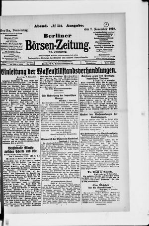 Berliner Börsen-Zeitung vom 07.11.1918