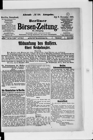 Berliner Börsen-Zeitung vom 09.11.1918