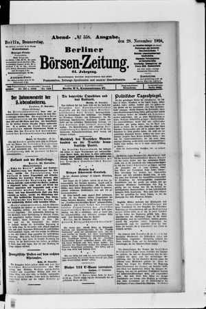 Berliner Börsen-Zeitung vom 28.11.1918