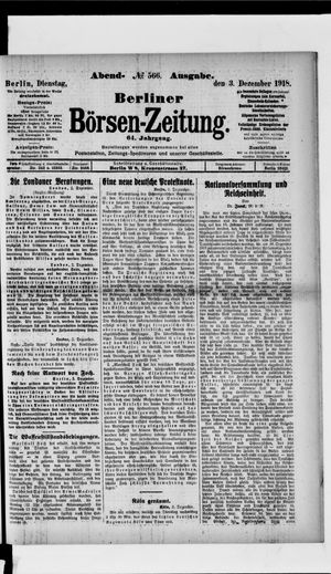 Berliner Börsen-Zeitung vom 03.12.1918