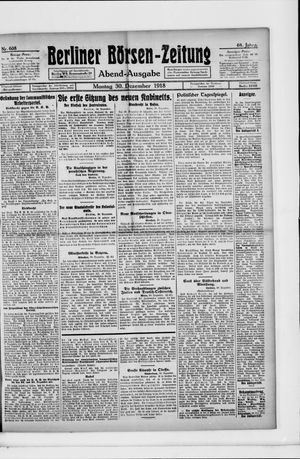Berliner Börsen-Zeitung vom 30.12.1918
