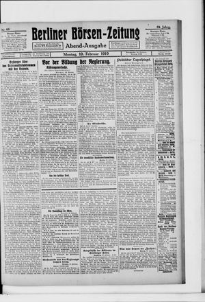 Berliner Börsen-Zeitung on Feb 10, 1919