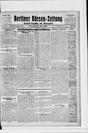 Berliner Börsen-Zeitung vom 27.05.1919