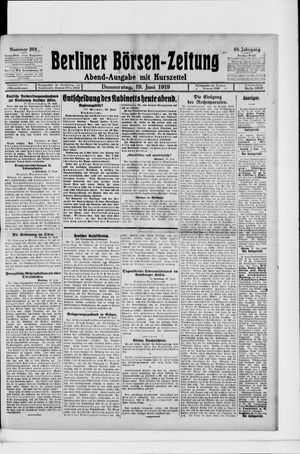 Berliner Börsen-Zeitung vom 19.06.1919