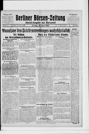 Berliner Börsen-Zeitung vom 20.06.1919