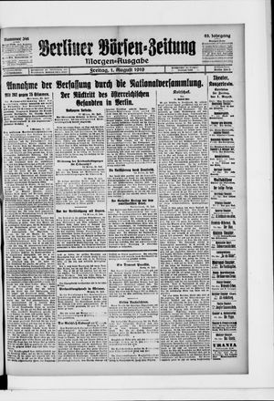 Berliner Börsen-Zeitung vom 01.08.1919