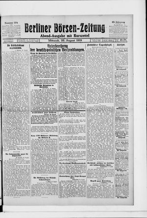 Berliner Börsen-Zeitung on Aug 20, 1919