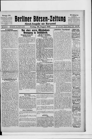 Berliner Börsen-Zeitung vom 22.08.1919