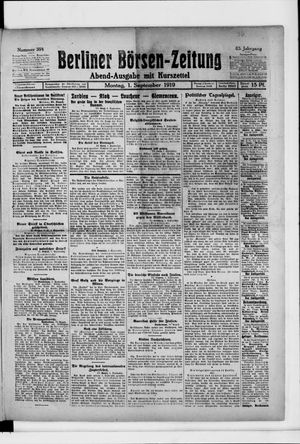 Berliner Börsen-Zeitung vom 01.09.1919