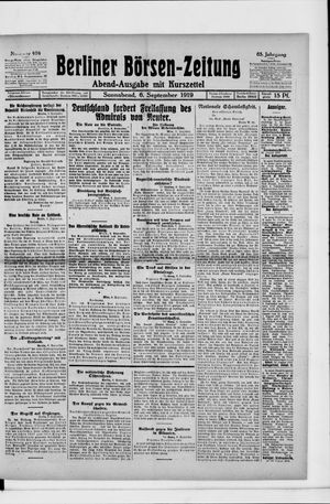 Berliner Börsen-Zeitung vom 06.09.1919