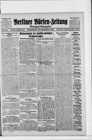 Berliner Börsen-Zeitung vom 27.09.1919