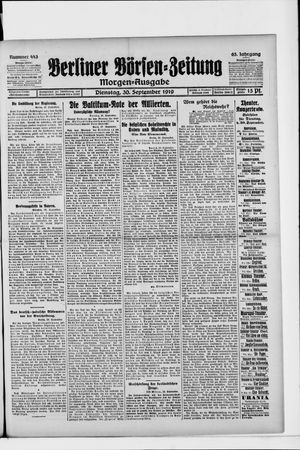 Berliner Börsen-Zeitung vom 30.09.1919