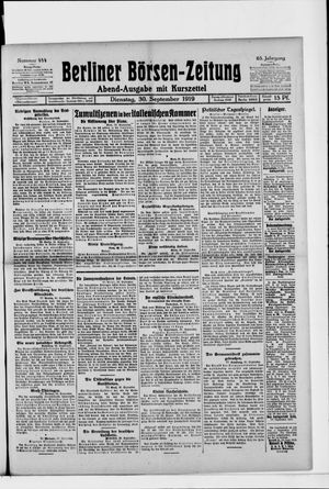 Berliner Börsen-Zeitung vom 30.09.1919